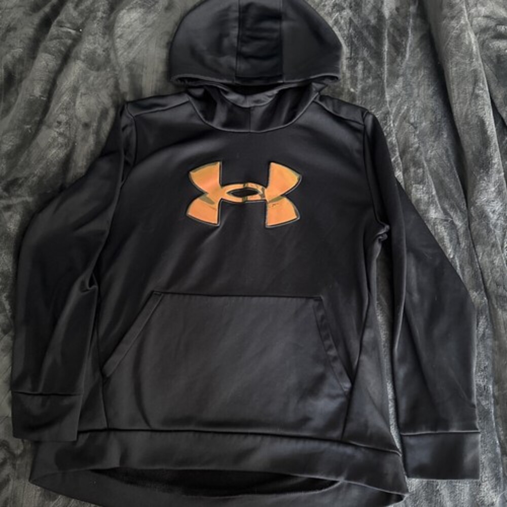 Girls Youth Under Armour Sweatshirt Hoodie XL Black Iridescent Logo VSCO